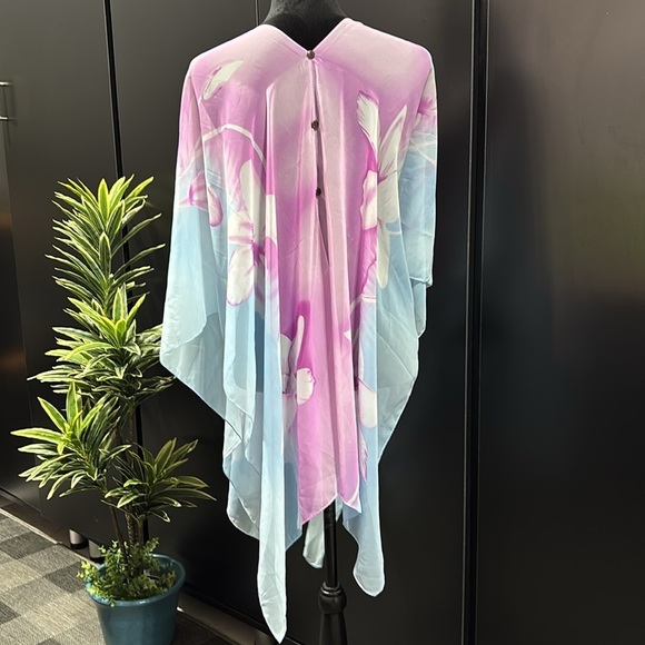 Pineapple Moon Wrap,elegant chiffon,coconut buttons,coverup,scarf,caftan,floral - Picture 5 of 9